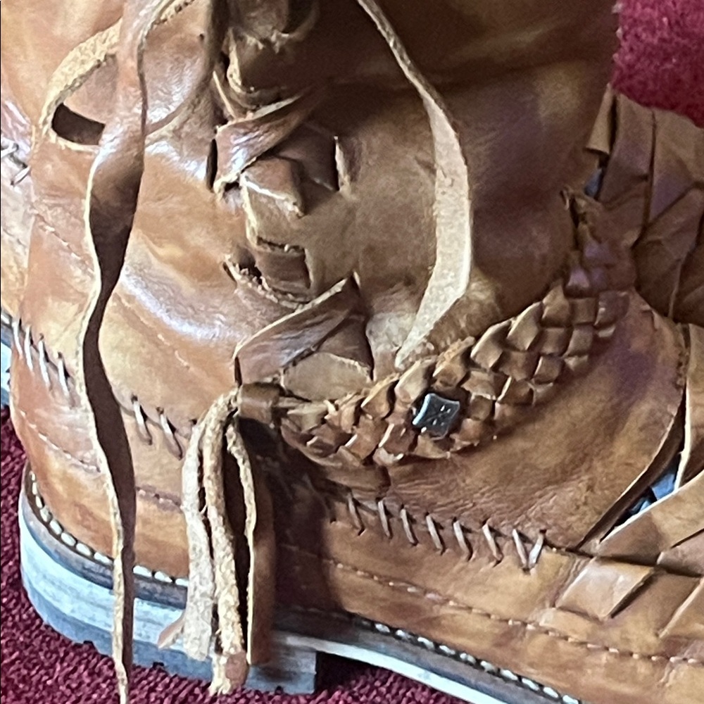 Feud Britannia Woven Leather Lace-Up Ankle Boots - Brown - Picture 4 of 8